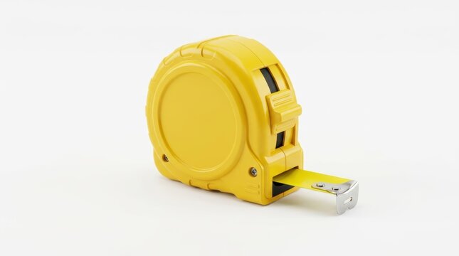 Yellow measuring tape on white background: precision tool for construction and diy projects