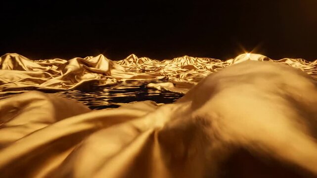 Gold Fabric Over Water - Generative AI 4K Stock Footage