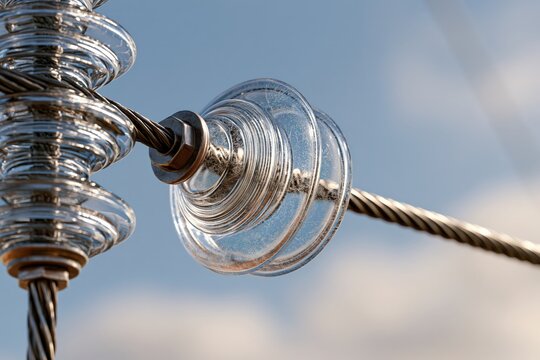 Glass insulator high voltage power line electricity transmission tower