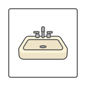 Bathroom sink with faucet icon