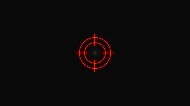 Glowing neon light target icon animation. Military training, Military target icon animation on black background. 4k video