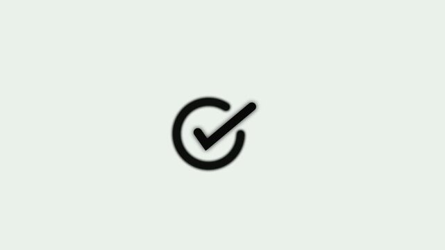 black check mark animation. Yes tick. Correct check mark symbol. Yes sign. Correct vote icon on white background. Animated black tick concept.4k.