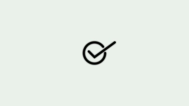 Black check mark animation. Yes tick. Correct check mark symbol. Yes sign. Correct vote icon on white background. Animated black tick concept 4k video.