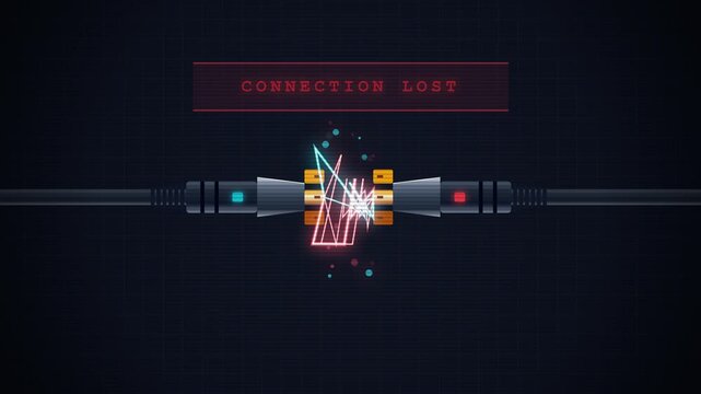 Digital Connection Lost Concept with Glitch Cables and Network Error Message