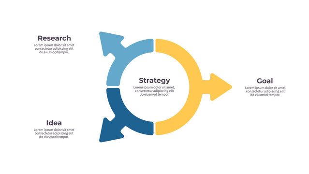 Business infographic template. Arrow chart with three options, steps. Vector chart.