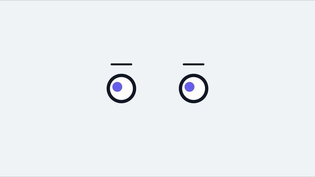 Minimalist animated eyes looking around, simple cartoon character expression motion animation 4k