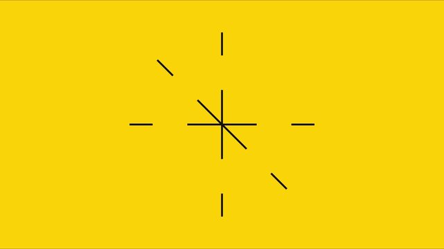 Minimalist loading spinner animation on yellow background, digital progress symbol 4k