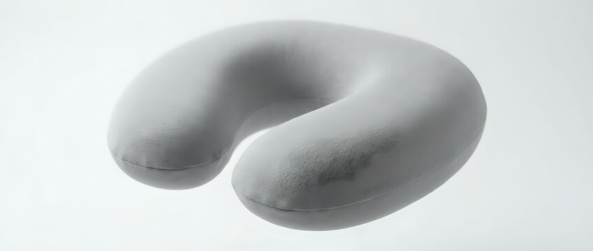 Soft gray neck pillow with ergonomic U-shape