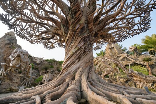 Ancient Tree Skeleton Dinosaur Exhibit