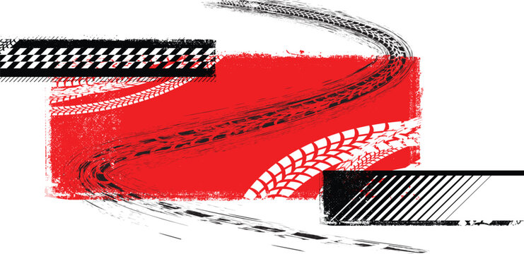 Dynamic racing background with distressed lines and asphalt texture,perfect for speed-themed creative project.Grunge racing banner with checkered pattern and tire tracks, useful for motorsport posters