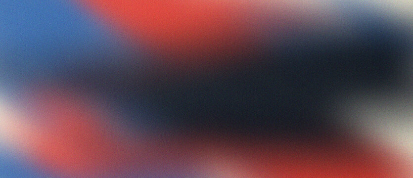 Abstract grainy gradient background with blue red and dark navy colors provides organic texture for modern digital artistic presentations or web designs.