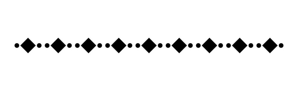 Black diamond ornamental divider. Geometric decorative separator. Minimal elegant border line on transparent background
