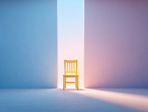 minimalist chair in colorful interior