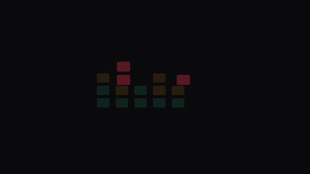 Digital audio equalizer animation with dynamic sound bars and colorful frequency spectrum visualization 4k