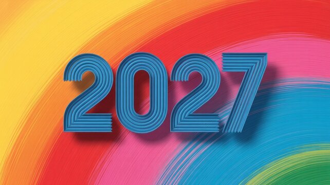 2027 year number with colorful gradient background