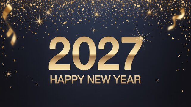 Happy new year 2027 celebration with starry space background