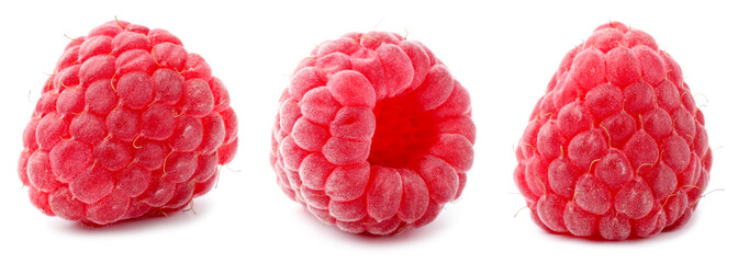 Raspberries isolated on white, set. Summer berry © New Africa