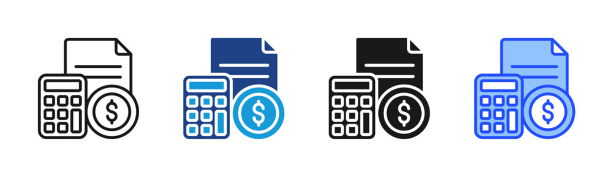 Finance Calculator icon set multiple style collection