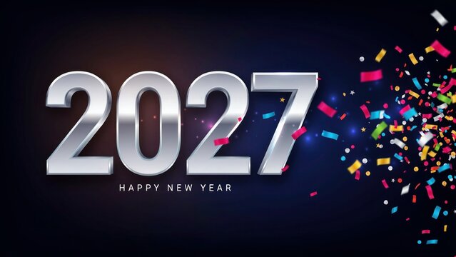Happy new year 2027 celebration with confetti