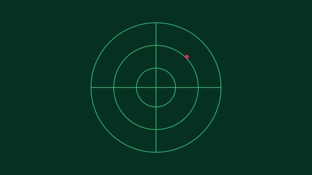 Digital radar screen scanning motion with green target scope overlay animation 4k sonar