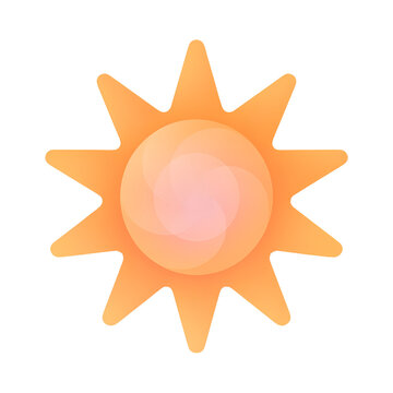 Stylized orange sun icon with sharp rays isolated on a white background