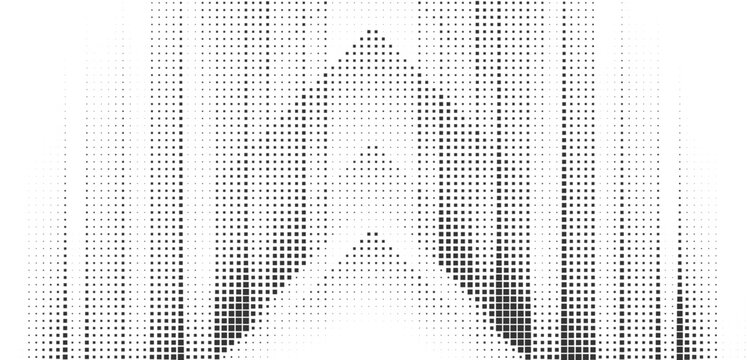 Abstract black halftone square gradient pattern with increasing pixel density, modern geometric background for technology and Vector Illustration
