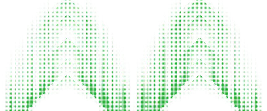Abstract green halftone square grid with expanding particle density, modern geometric gradient background for technology and Vector Illustration