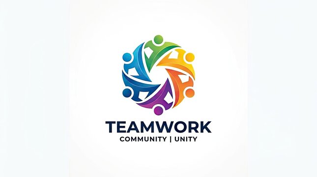 Colorful circular teamwork community unity logo design.