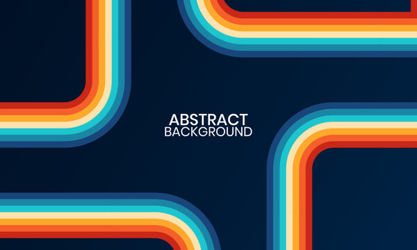 Abstract background with retro 70s style colorful curved lines