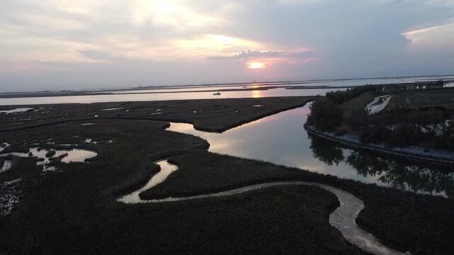 Aerial View of Lio Piccolo Marshlands in the Venice Lagoon