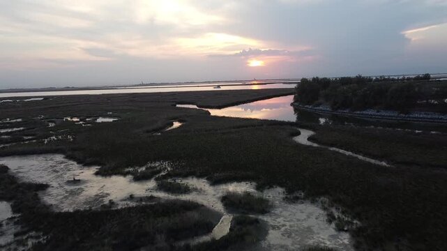 Aerial View of Lio Piccolo Marshlands in the Venice Lagoon