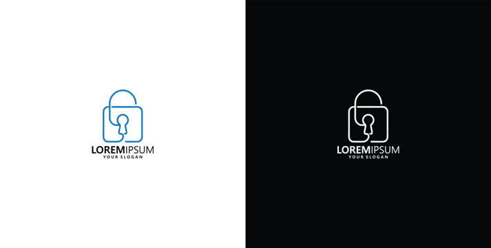 Modern minimalist lock logo design, security symbol, protection and access concept illustration
