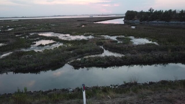 Aerial View of Lio Piccolo Marshlands in the Venice Lagoon