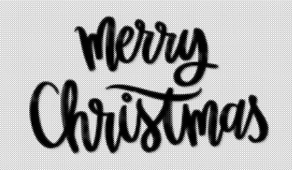 Merry Christmas calligraphy text with a halftone dot pattern background effect transparent background © AbstractZone