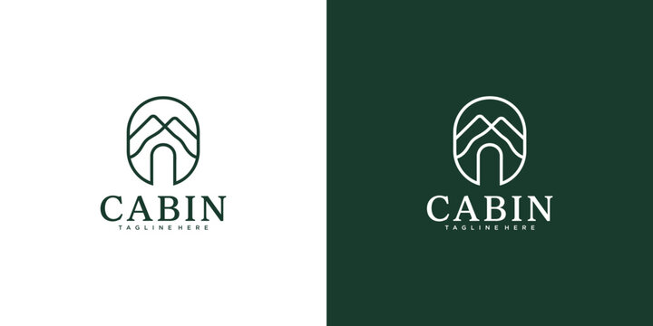 Minimalist cabin house logo design vector illustration with minimalist