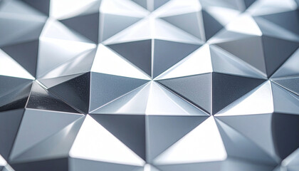 Fototapeta premium Abstract silver metallic geometric background with 3d polygonal pattern