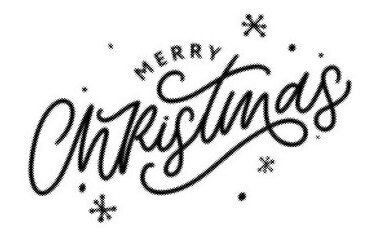 Merry Christmas hand lettering calligraphy design with halftone texture effect isolated transparent background © AbstractZone