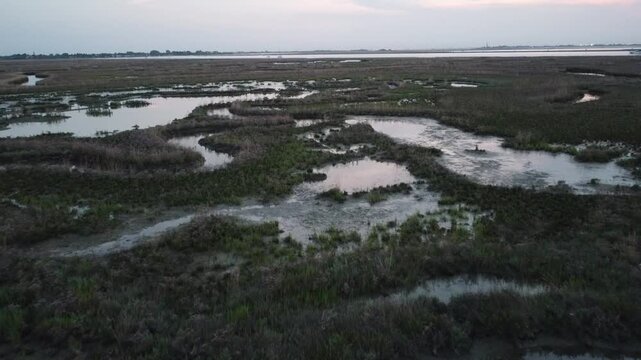 Aerial View of Lio Piccolo Marshlands in the Venice Lagoon