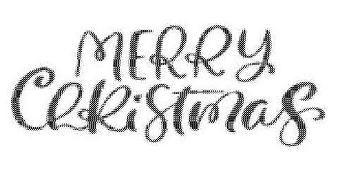 Merry Christmas hand lettering calligraphy text with a stylish halftone dot pattern effect transparent background © AbstractZone