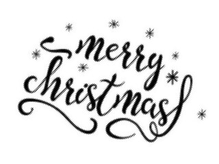 Merry Christmas hand lettering calligraphy text with halftone dotted design style transparent background © AbstractZone