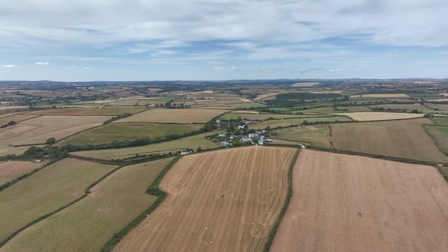 Cornwall Fields and Farms from a drone, Polruan, Cornwall, England