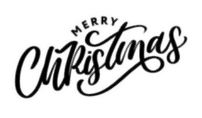 Merry Christmas hand lettering typography design with halftone dot effect for seasonal holiday greeting cards transparent background © AbstractZone