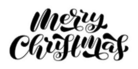 Merry Christmas hand lettering typography design with halftone dot texture effect transparent background © AbstractZone