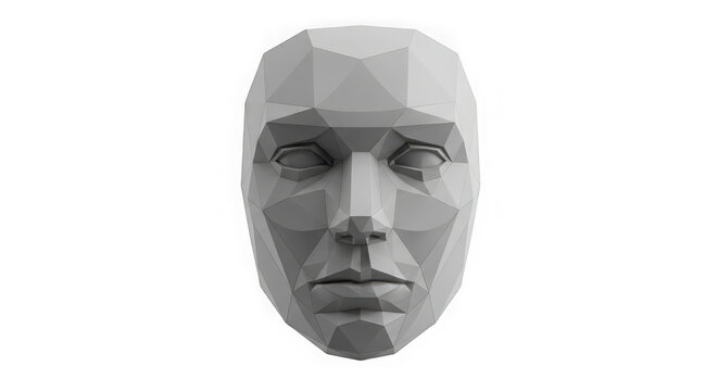 Low poly 3d geometric human face mask isolated on transparent background