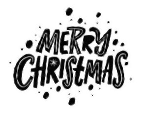 Merry Christmas hand lettering typography design with vintage halftone dot texture pattern transparent background © AbstractZone