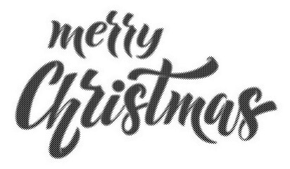 Merry Christmas hand written calligraphy lettering design with a halftone dot pattern texture transparent background © AbstractZone