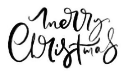 Merry Christmas hand written calligraphy lettering design with a halftone dot texture transparent background © AbstractZone