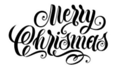 Merry Christmas hand written calligraphy script lettering with retro halftone dot texture effect transparent background © AbstractZone