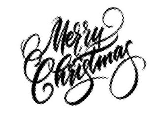 Merry Christmas handlettered brush calligraphy isolated on a white background with halftone dot texture effect transparent background © AbstractZone