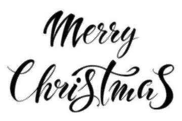 Merry Christmas handlettered brush calligraphy isolated on a white background with halftone effect transparent background © AbstractZone
